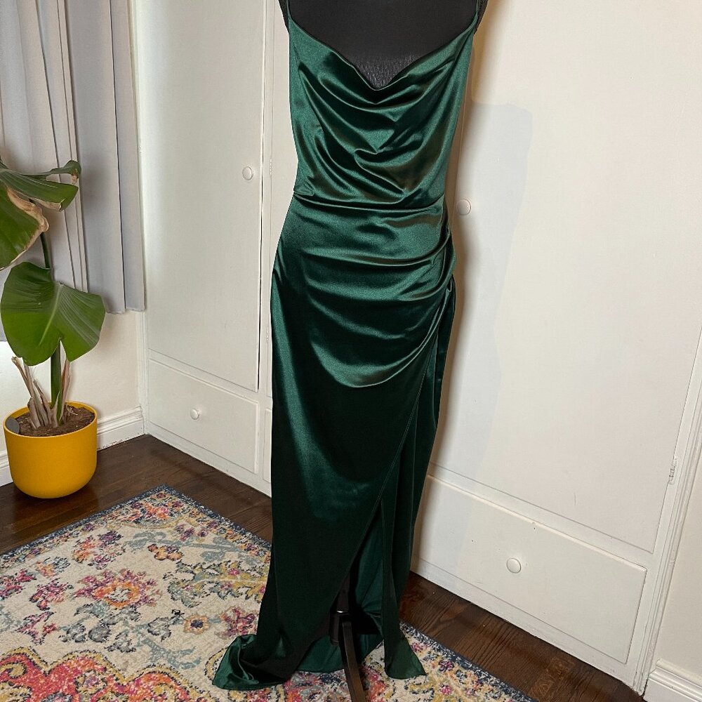 Emerald Green Satin Dress